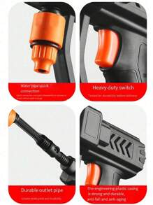 SHEIN Lavadora inalámbrica, lavadora portátil para automóvil, pistola de lavado de automóviles con rociador de espuma, manguera de 5 metros, para la limpieza del automóvil, piso, patio y riego