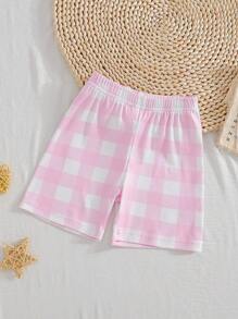 2pcs Young Girl Casual Cloud Print Camisole Top And Shorts Set, Pink Comfortable And Fashionable Homewear
