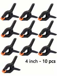 10 个装 4 英寸重型塑料弹簧夹，适用于背景支架、摄影、办公室、DIY 项目、小型重型夹子，适用于工艺品、背景支架、木工、摄影工作室；多用途弹簧夹 - 强力抓握塑料夹，适用于木工、摄影背景和工艺品、男士工具 - 黑色 - 查看 2