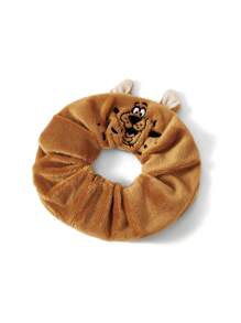 SCOOBY-DOO X SHEIN Cute Puppy Embroidered Cartoon 3D Ear Furry Elastic Hair Scrunchies, Large Brown - Brown - View 5