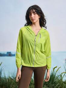 In My Nature Chaqueta reflectante para mujer para caminatas en la naturaleza, campamento, trekking y viajes en la ciudad - Verde - Ver 5