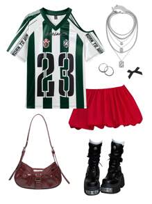 Coolane Women's Spring Y2K Blockcore Sportswear Game Day Striped Number Pattern Off Shoulder Raglan Sleeve V-Neck Jersey T-Shirt,Rave Top