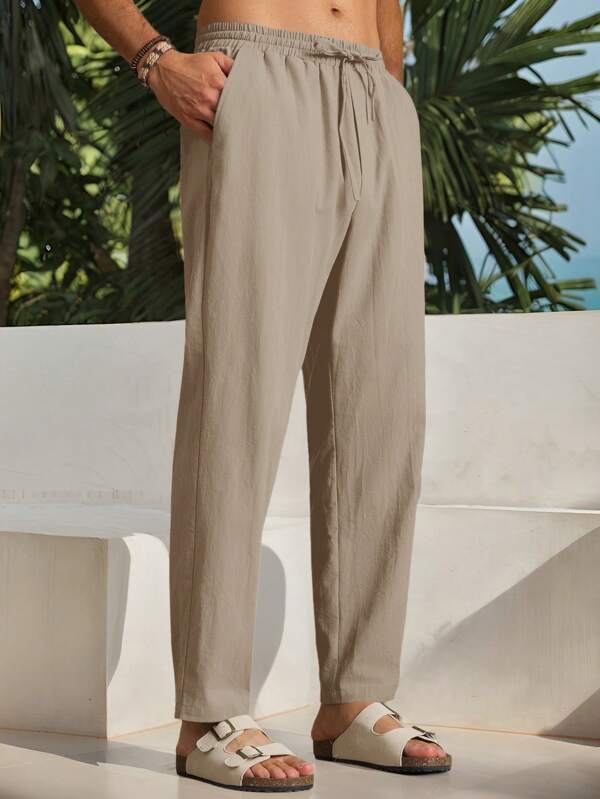 Manfinity VCAY Pantaloni casual da uomo di colore uniforme in tessuto lavorato