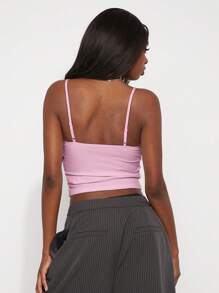 NYA SZN Atasan Camisole Bergaris dengan Hiasan Renda untuk Musim Panas, Gaya Preppy untuk Wanita - Berwarna merah muda - View 2