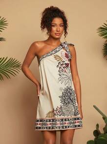 Travachic 女士棕榈树印花无袖休闲吊带裙，女士度假装，女士度假装，海滩度假装，女士夏季装，女士夏季连衣裙，女士连衣裙，夏季连衣裙 - 彩色 - 查看 1