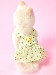 PETSIN Green Lightweight Breathable Pet Dress With Adorable 3D Carrot Print Decoration, Suitable For Spring/Summer ,Kawaii