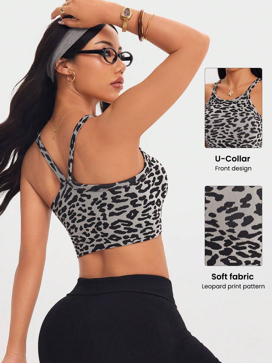 Easithlete Women's Leopard Print Workout Tank Top Women Sports Outfit - Multicolor - View 1