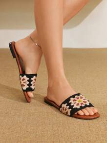 Styleloop Giày cao gót đế dày màu nâu be cổ điển chống thấm nước dệt đế xuồng cho nữ, đa năng và hợp thời trang - màu đen - Xem 8