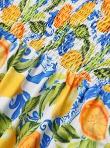 Flirla Plus Size Women Floral Print Ruffle Hem Spaghetti Strap Adjustable Bust A-Line Dress Maxi Women Outfit