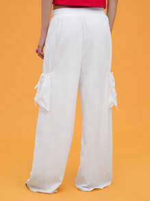 COUREZ Baggy Fit Cargo Tie Trousers /Y2K Summer Bottoms Vintage - White - View 7