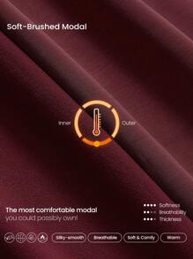 GLOWMODE 莫代尔羊毛保暖超大半拉链袋鼠口袋连帽衫带拇指孔日常休闲秋冬 - 酒紅色 - 查看 2