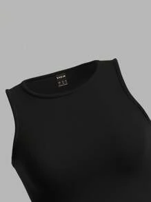 SHEIN PETITE 2 件套休闲圆领修身女式背心，适合夏季，基本款上衣