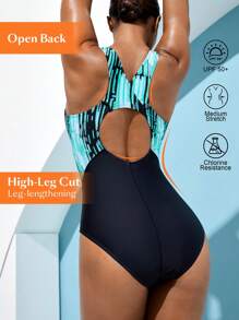 Swim Nautrix Costume da bagno intero da donna con stampa multicolore, adatto per spiaggia, surf, estate