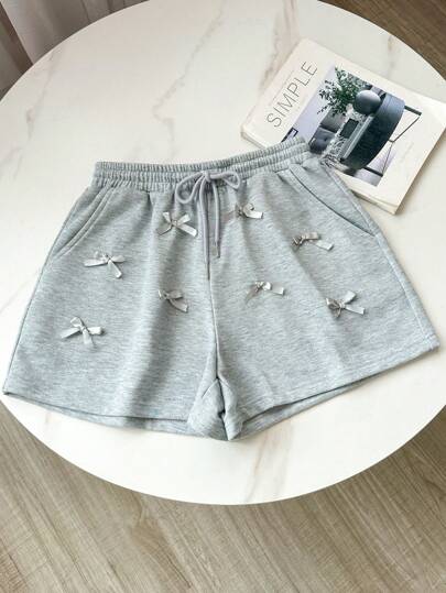 Modelyn Short casual de verano para mujer con decoración de lazo