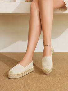 Styleloop 女士平底编织鞋，波西米亚风格，适合度假、万圣节、圣诞节和派对 - 米色 - 查看 8