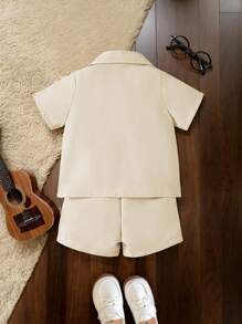 Souflis Baby Boy Casual Plain Short Sleeve Top And Shorts Set
