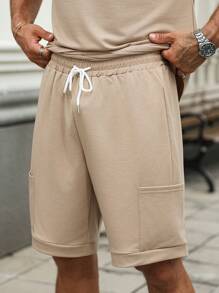 Manfinity Homme 男士夏季休闲纯色短袖T恤和短裤套装