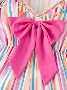 Sparklyn 女童荷叶边袖可爱蝴蝶结休闲连体裤，夏季