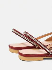 CUCCOO HITCHD White Crystals Strappy Pointed Toe Flat Ballet Shoes, Elegant Commute Casual Holiday Party Valentine's Date Wedding