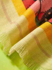 Frida Kahlo X SHEIN Fashionable Soft Lightweight Women Long Scarf 70*180 Cm,Suitable For Styling, Outdoor Sun Protection, Vacation, Photo Shoot, Gift, Floral Design,Summer Outfits, Spring Outfits,Beach, Vacation, Flower - Multicolor - View 7