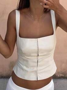 Jouncy Women Stylish Casual Elegant Simple Fitted Tank Top