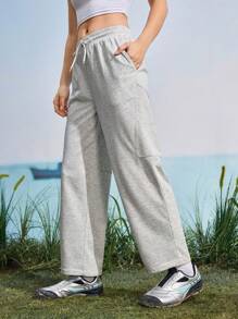 In My Nature Women's Solid Color Drawstring Waist Loose Casual Outdoor Sweatpants ,Women's Fall & Winter Outdoor Pants