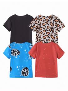 Camisetas de manga corta con estampados de eslóganes múltiples para niñas jóvenes - Multicolor - Ver 2
