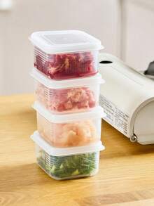 2组带格子小号冰箱收纳盒，冰箱整理容器适用于冷冻肉类及餐饮保鲜 - 無色 - 查看 6