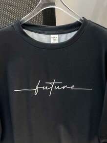 SHEIN 2 件套青少年男童休闲渐变色短袖短裤套装，街头朋克摇滚风格，适合日常外出、派对、音乐节、春夏季，黑/绿色英文标志 - 綠色 - 查看 5