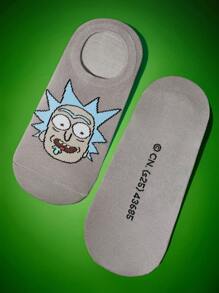 Rick and Morty X SHEIN 6 paia di calzini sottili a taglio basso, traspiranti e anti-umidità, stile cartoni animati carino, con punta e tallone rinforzati, adatti per primavera/estate, unisex