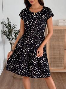 EMERY ROSE Váy ngắn cổ tròn in họa tiết hình học giản dị dành cho nữ, mùa xuân/hè - Nhiều màu - Xem 8