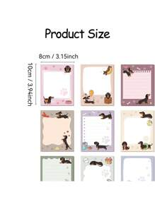 SHEIN 9 Pads 450 Pages Dachshund Sticky Notes 3.15 X 3.94 Inches Cute Self Sticky Note Pads Colored Adhesive Notepad For Memo Reminder Journal Studying Office Home Dachshund Gifts For Women - Multicolor - View 2