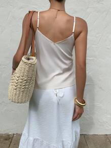 Serisse 新款夏季女士亮片刺绣吊带背心，适合锐舞派对、音乐节、伊比沙岛等场合，串珠上衣，女士花卉亮片性感优雅吊带背心，夏季 - 杏色 - 查看 2