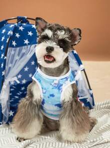 PETSIN Independence Day Pet Letter Print Tie-Dye Casual Tank Top - Multicolor - View 4