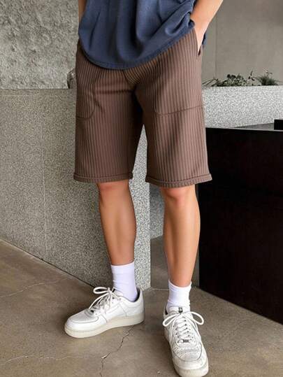 SHEIN Teen Boys Casual Shorts, Sporty Street Punk Rock Music Festival Daily Outings Party, Suitable For Spring & Summer