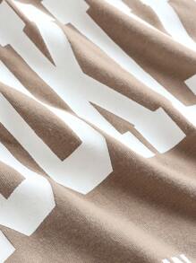 SHEIN Girlism Bộ 2 chiếc áo thun thể thao cổ tròn tay ngắn và quần ống loe cho bé gái tuổi teen - Màu Khaki - Xem 3