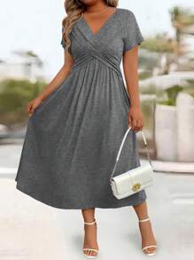 Chiquease Elegantes Damen Twist-Strickkleid, Lässig, A-Linie, schmeichelhaft, schlankheitsfördernd