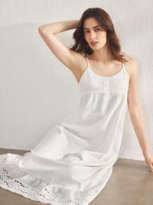 Ocili Leisure 100% Cotton Embroidered Open Front Button Down Comfortable Women's House Dress