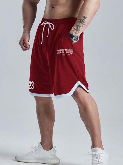 Manfinity Sport Corelite 男士字母印花抽绳腰运动短裤