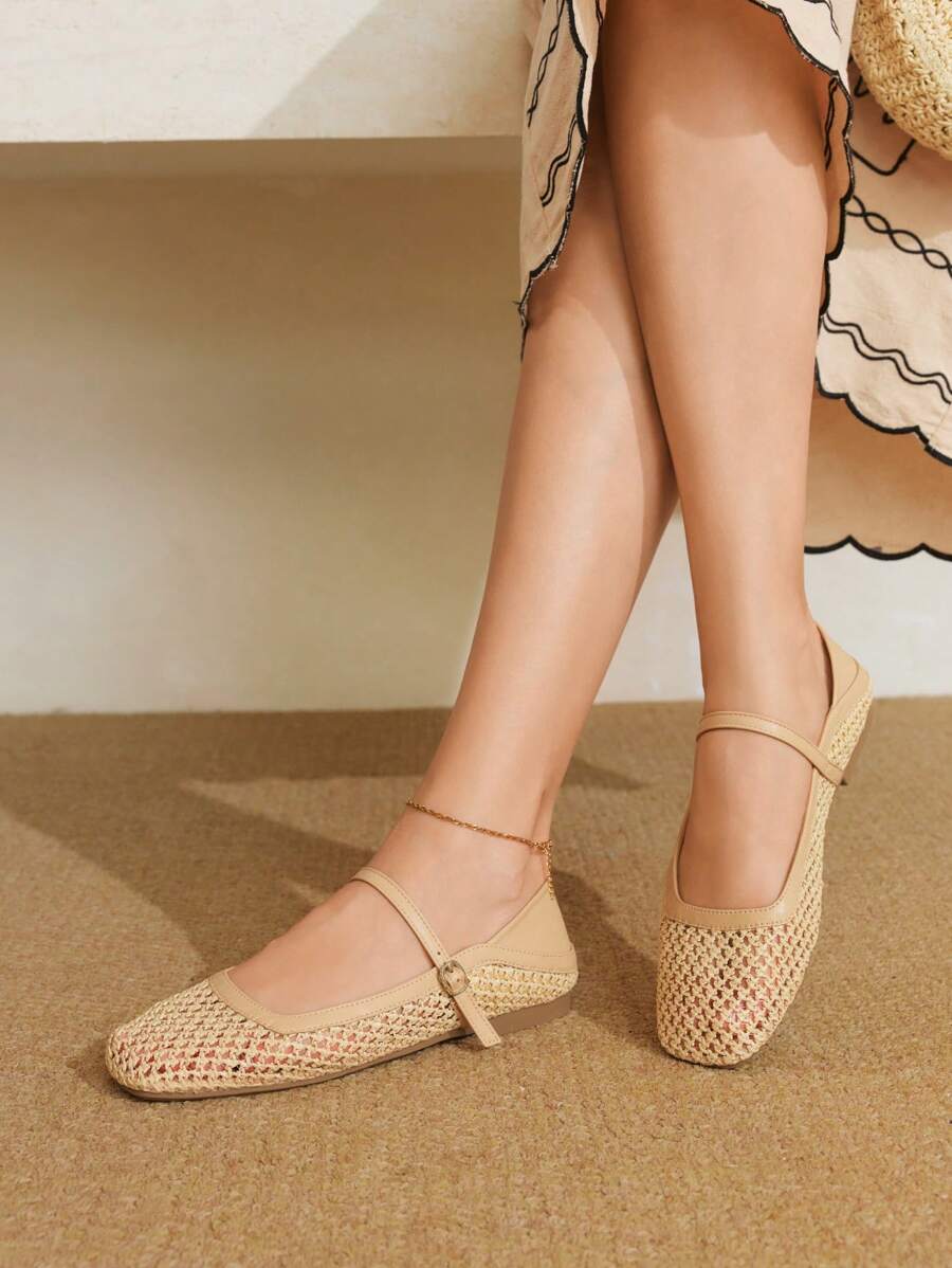 Styleloop Sandalias de plataforma con cuña y tira de tobillo con estampado de moda para mujer