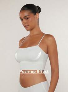 LUVLETTE Dream Curve 2ndSkin Wireless Seamless White Built-In Bra Backless Lounge Basic Sports Workout White Lingerie As Outerwear Camisole Tank Tube Top