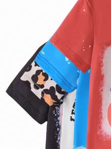 Camisetas de manga corta con estampados de eslóganes múltiples para niñas jóvenes - Multicolor - Ver 4