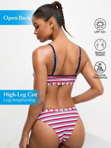 Swim Nautrix 1 pieza Top de bikini con tirantes finos y rayas para graduación - Multicolor - Ver 2