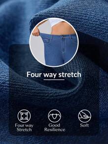 Flexra Plus Size Women Stretchable Blue Denim 7/8 Length Casual Pants  Summer Outfits For Women Festival Outfits  Women Clothing Casual Capri Jeans