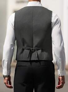 Manfinity Mode Men Double Breasted Waistcoat Without Shirt - Dark Grey - View 2