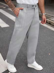 Manfinity CasualCool Plus Size Men's Casual Plain Color Pants