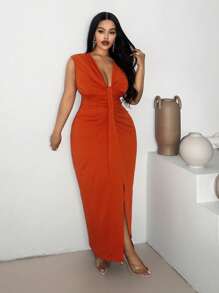 Maweii オレンジ色の大きいサイズセクシーでエレガントなバケーションドレス - オレンジ - チェックする 4
