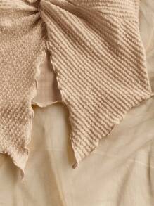 Soleia Bộ 2 món/bộ áo liền quần xoắn đơn giản cho nữ và chân váy mini xếp ly - Màu Khaki - Xem 6