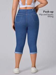 Flexra Plus Size Women Stretchable Blue Denim 7/8 Length Casual Pants  Summer Outfits For Women Festival Outfits  Women Clothing Casual Capri Jeans