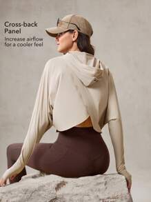 OutZeal 防紫外线 UPF50+ 速干交叉后背防晒夹克度假休闲夏季 - 卡其色 - 查看 2